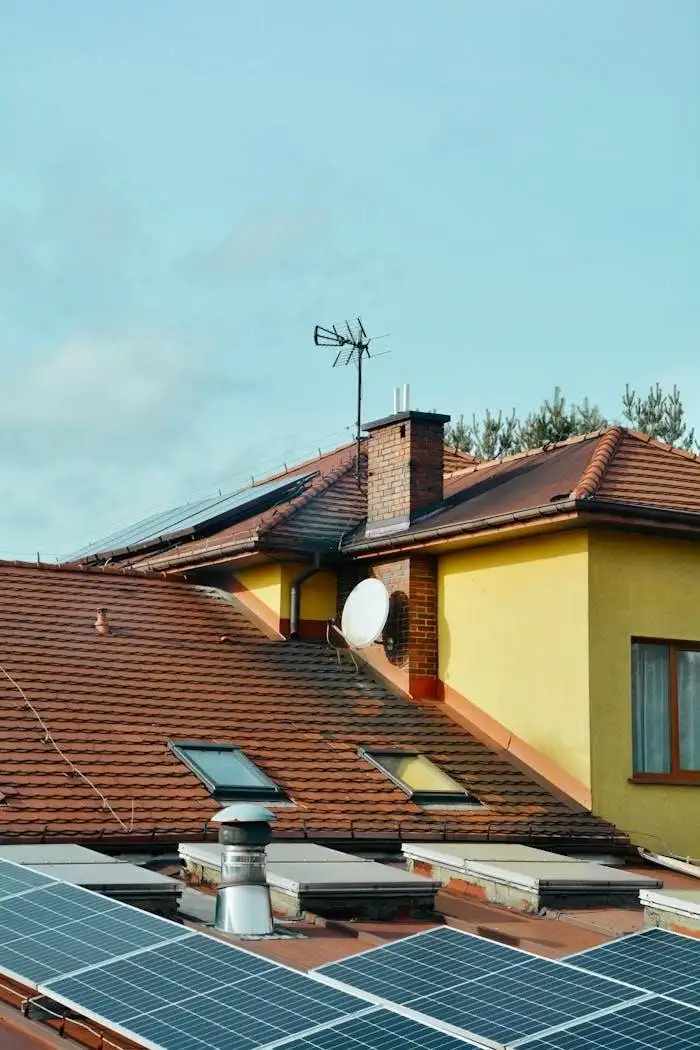 Rooftop of House with Solar Panels